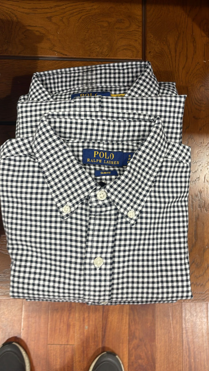 Ralphlauren Slim Fit Checked Stretch Shirt Green & White