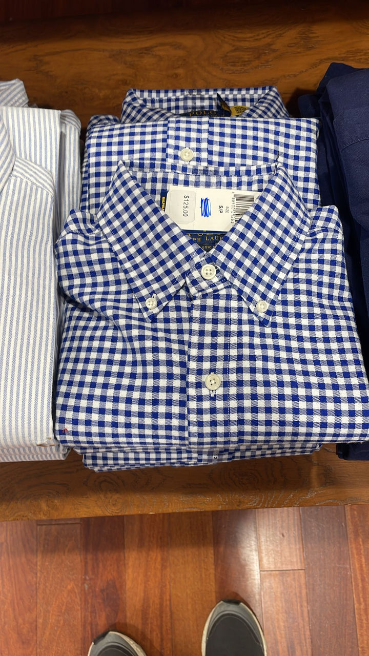 Ralphlauren Slim Fit Checked Stretch Shirt Blue & White