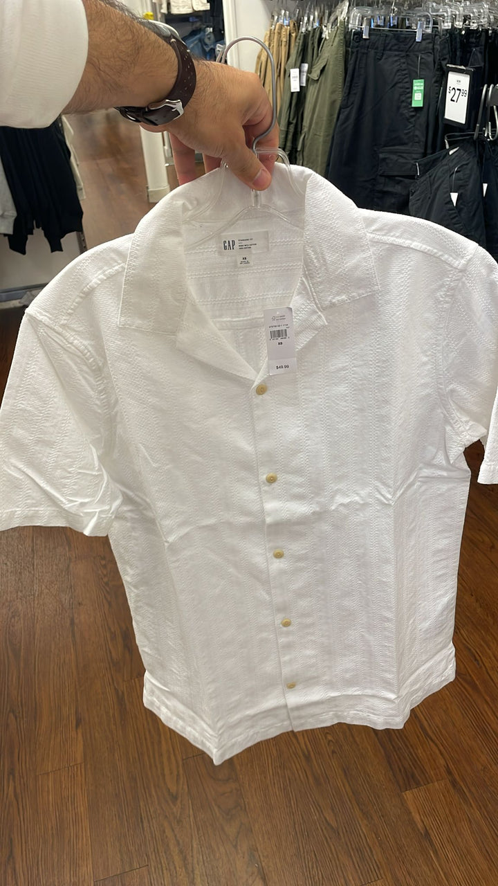 GAP Classic Short Sleeves Light Pattern Shirt White