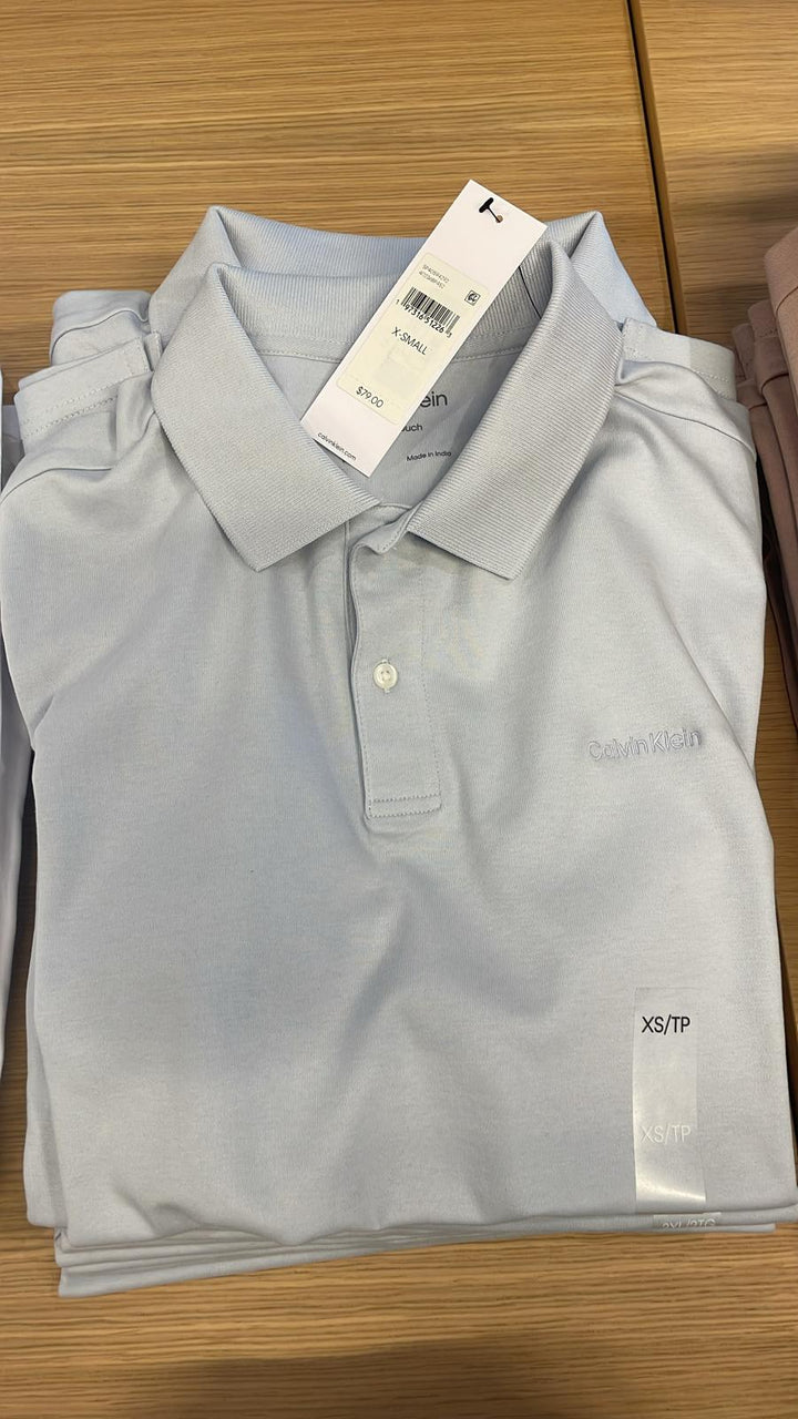 CK Polo Neck Plain T-Shirt Light Blue