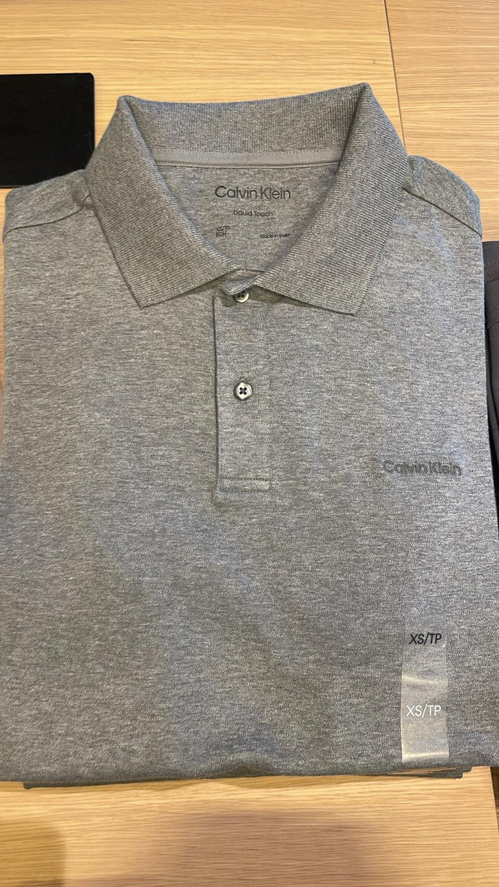 CK Polo Neck Plain T-Shirt Grey