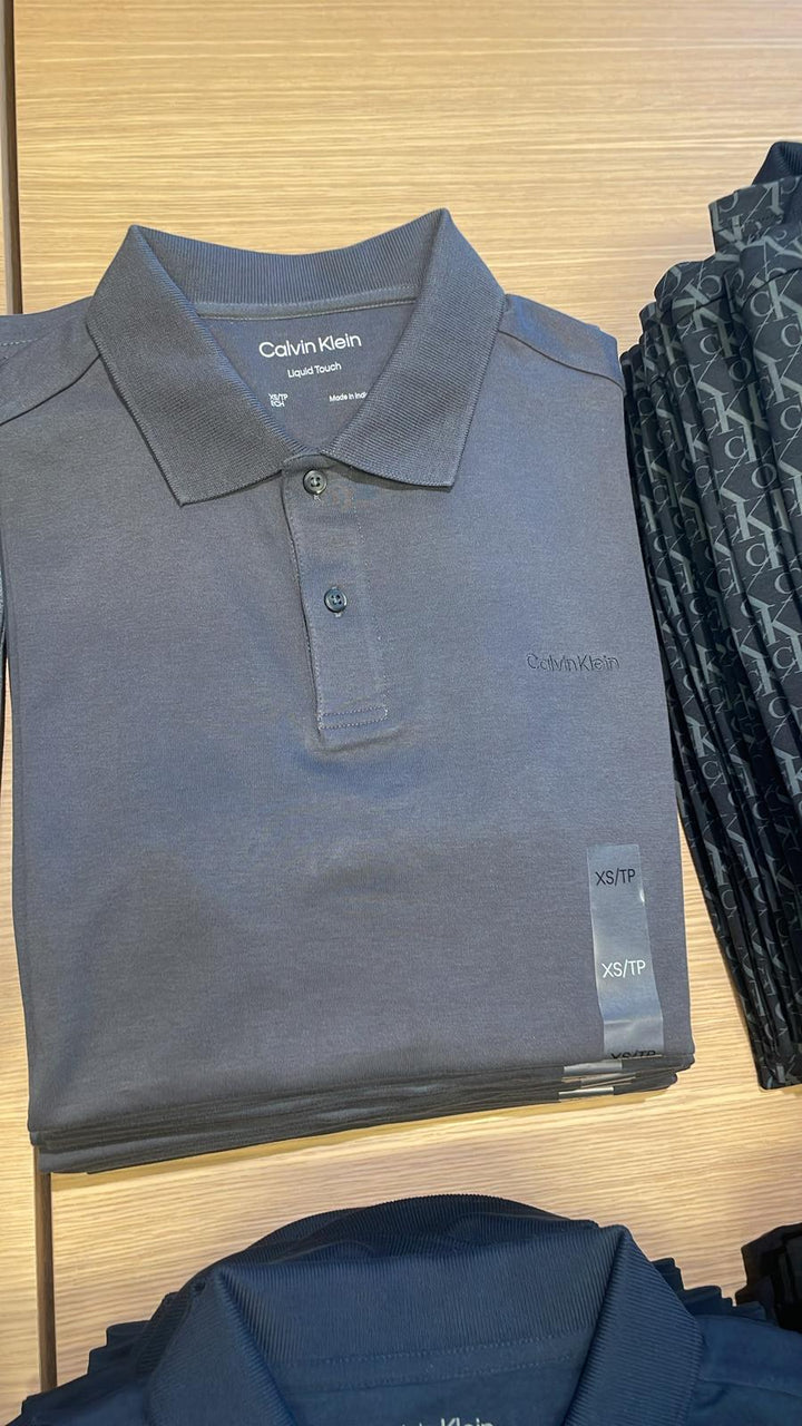 CK Polo Neck Plain T-Shirt Dark Blue