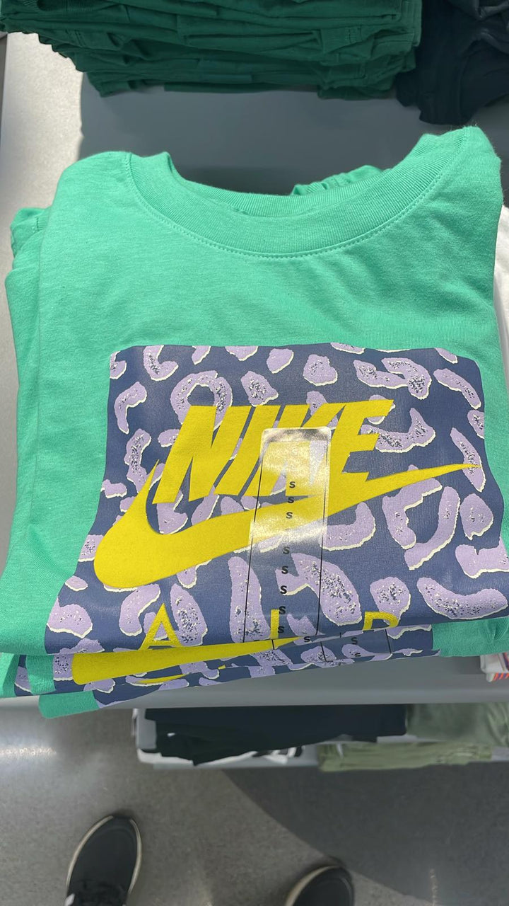 Nike Round Neck T-shirt Big Colorful Logo Green