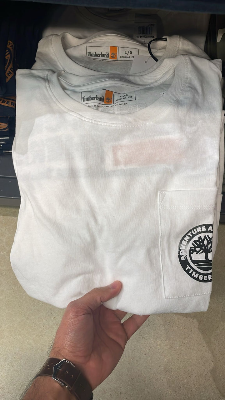 Timberland round Neck Side Pocket & Small Logo T-shirt White