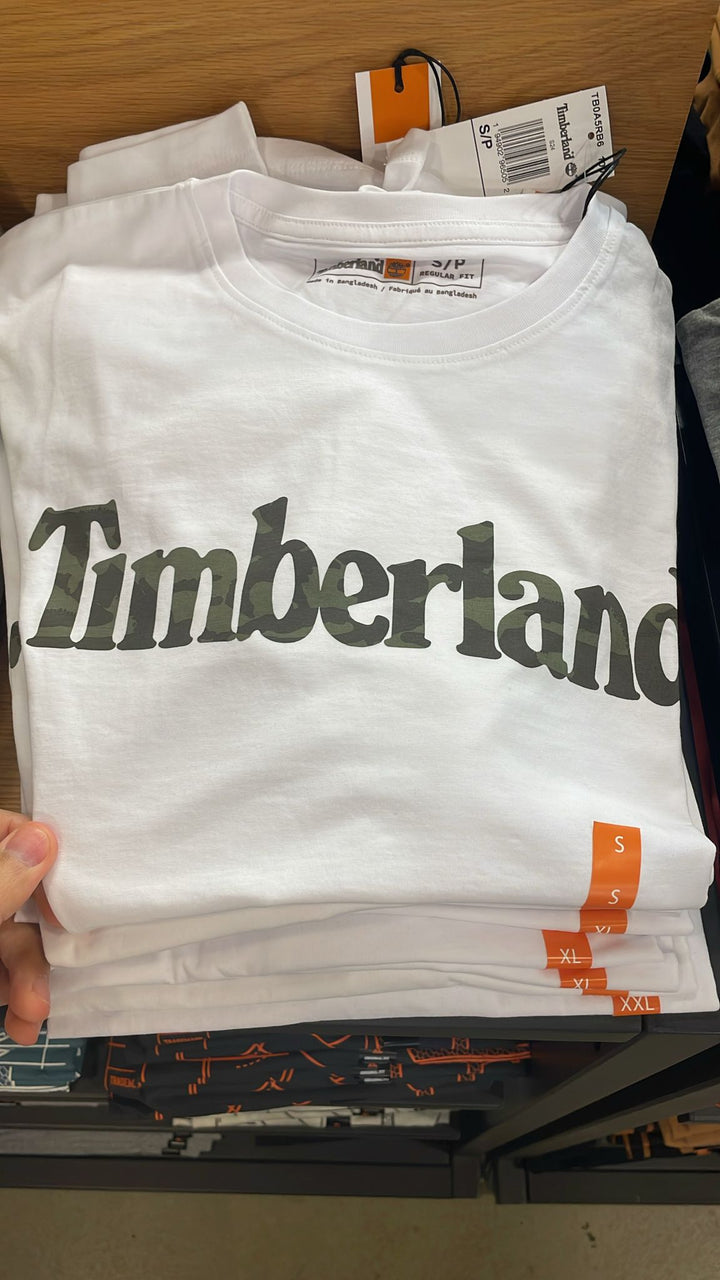 Timberland round Neck Camo Linear Logo T-shirt White