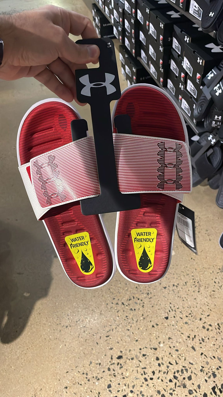 UA Logo Stripe Slipper Red