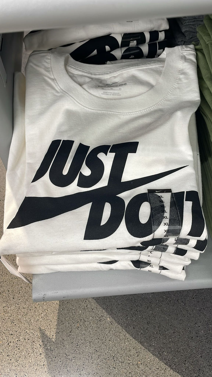 Nike Round Neck T-shirt Big Just Do it & Logo White