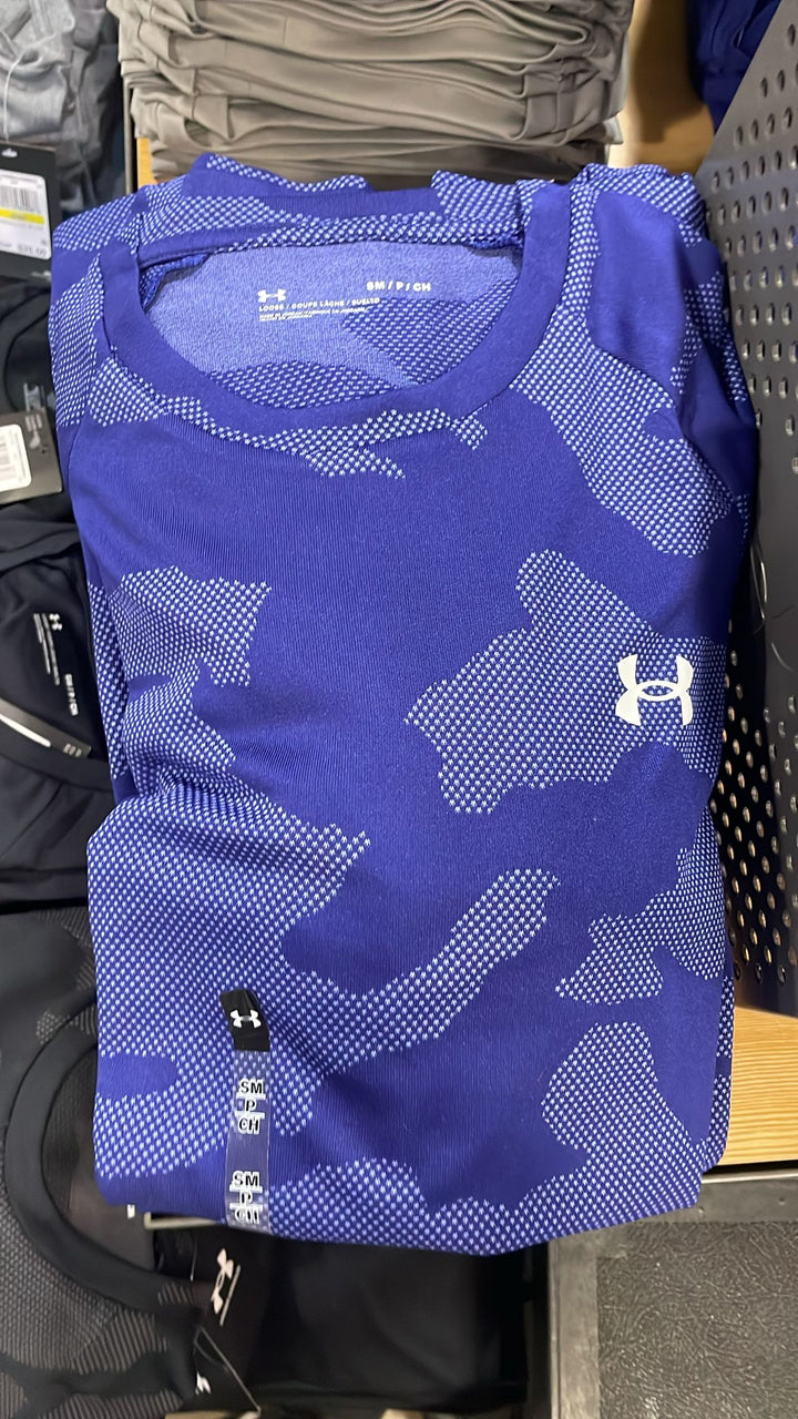 UA Round Neck Small Side Logo T-shirt Blue Camo