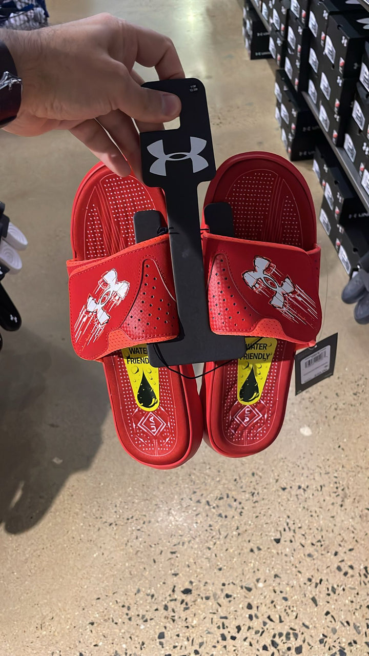 UA White Logo Slipper Red