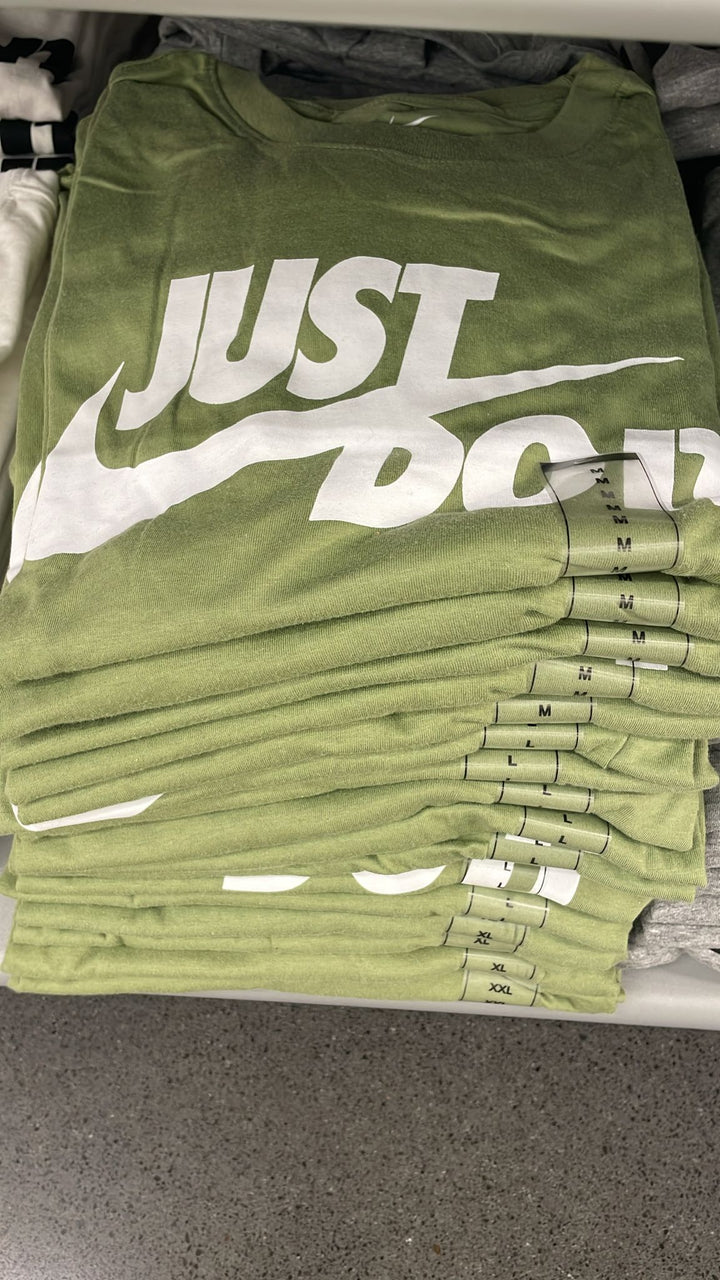 Nike Round Neck T-shirt Big Just Do it & Logo Olive