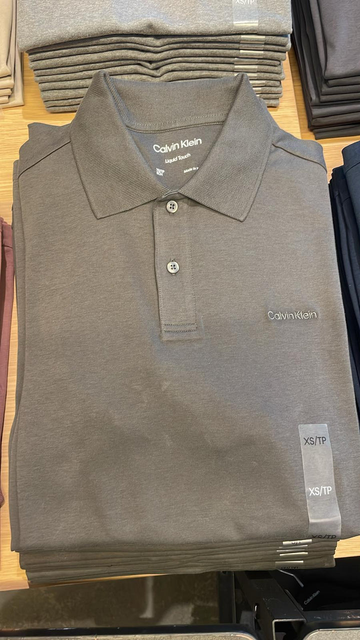 CK Polo Neck Plain T-Shirt Brown