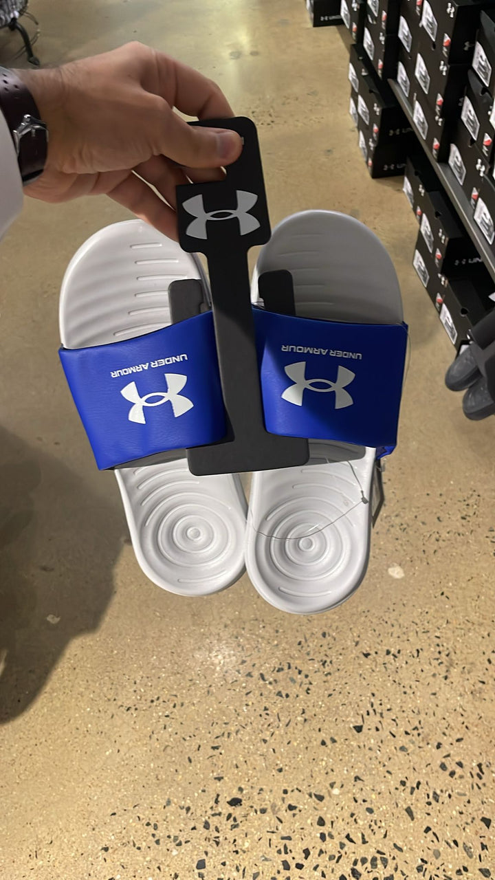 UA White Logo Slipper White & blue