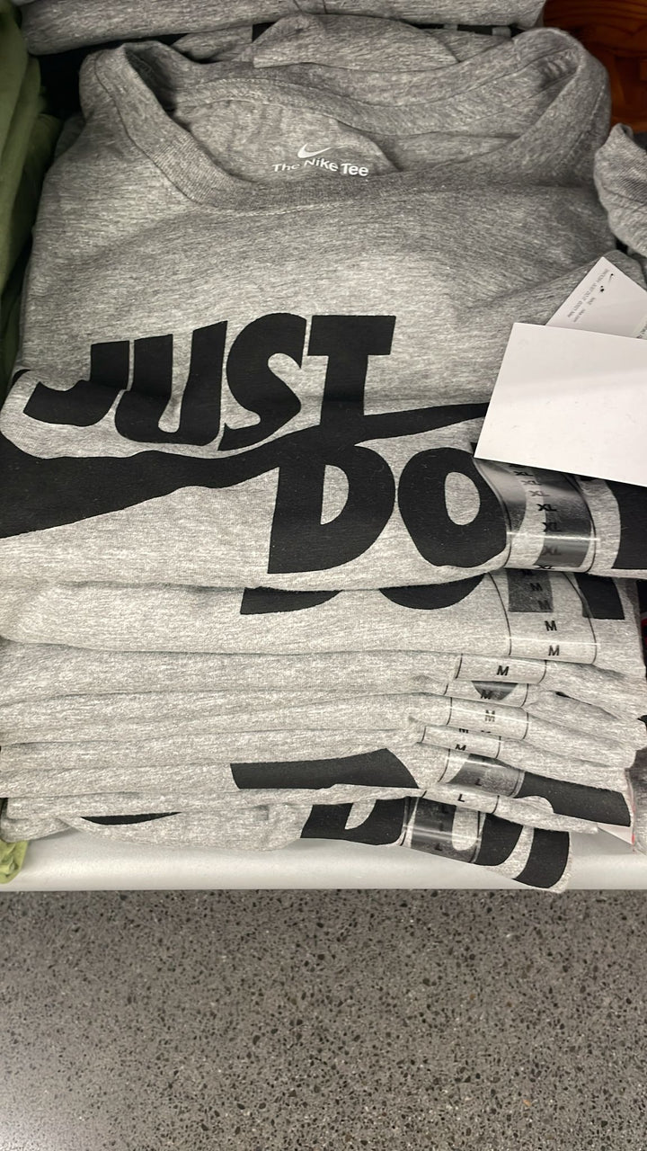 Nike Round Neck T-shirt Big Just Do it & Logo Grey