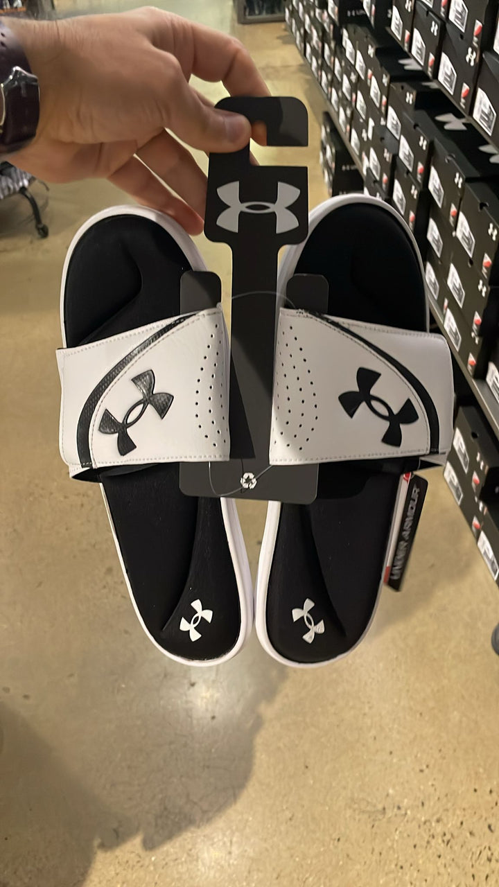 UA Black Logo Slipper Black & White