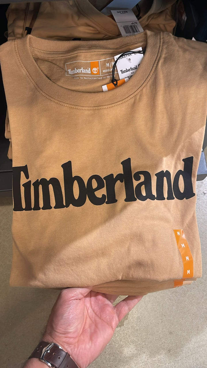 Timberland round Neck Black Linear Logo T-shirt Beige