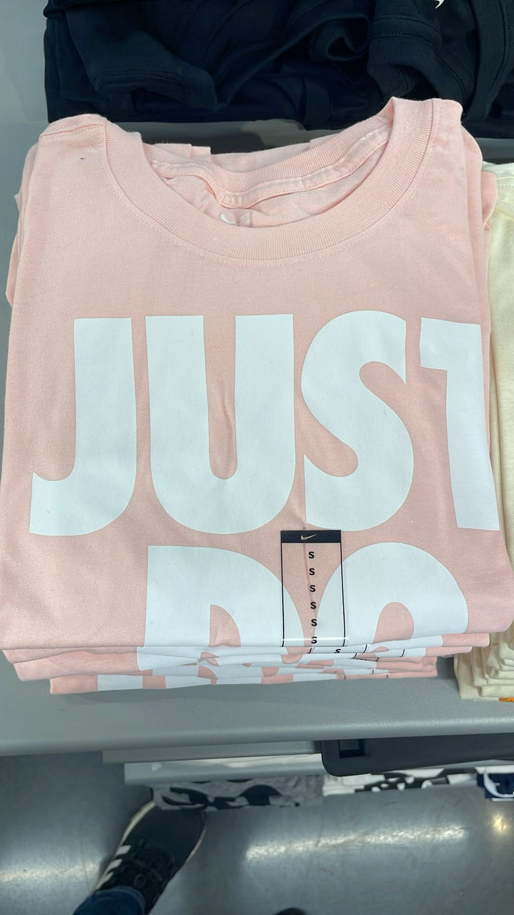 Nike Round Neck T-shirt Big Just Do it Logo Pink