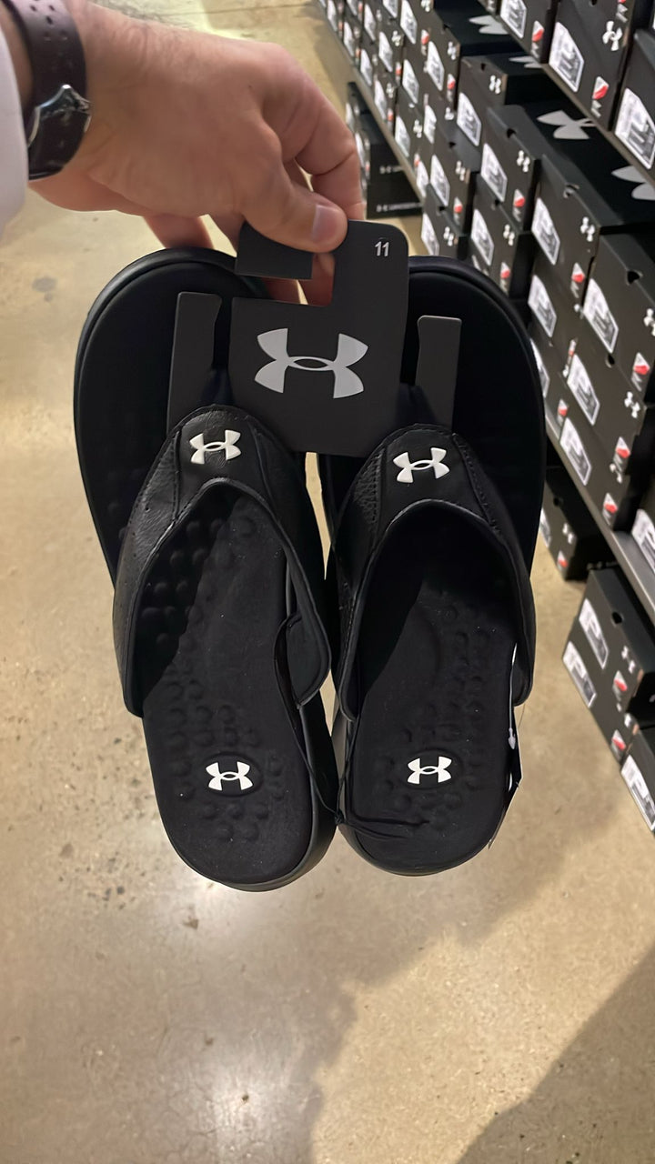 UA White Logo Toe Slipper Black