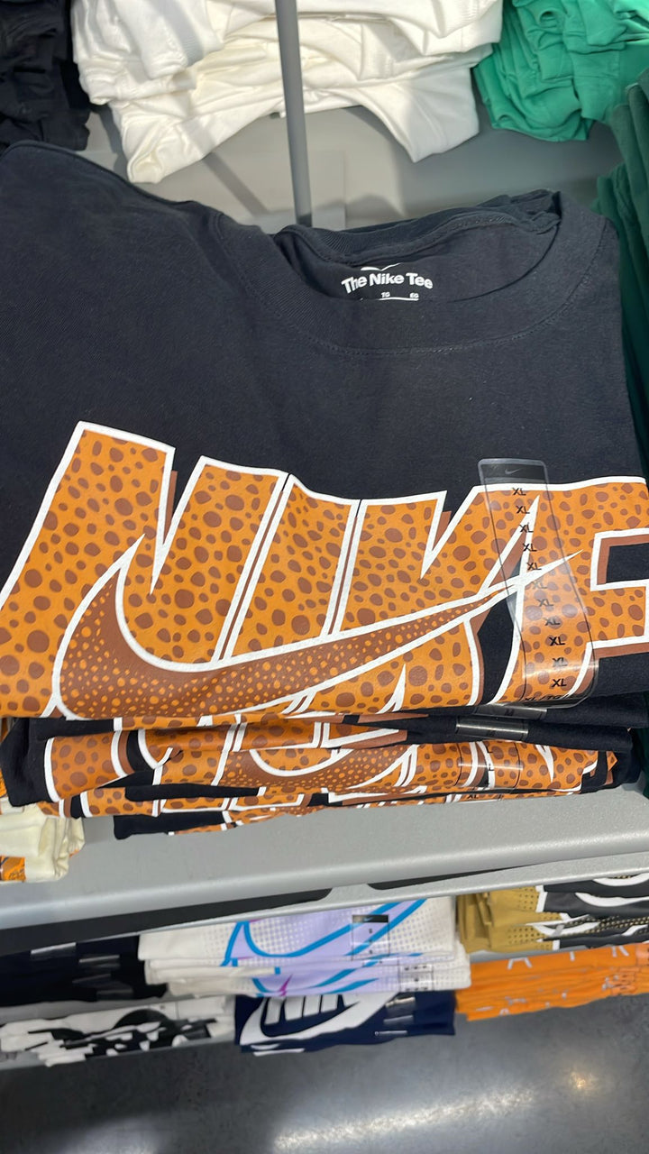 Nike Round Neck Big Orange Logo T-shirt Black