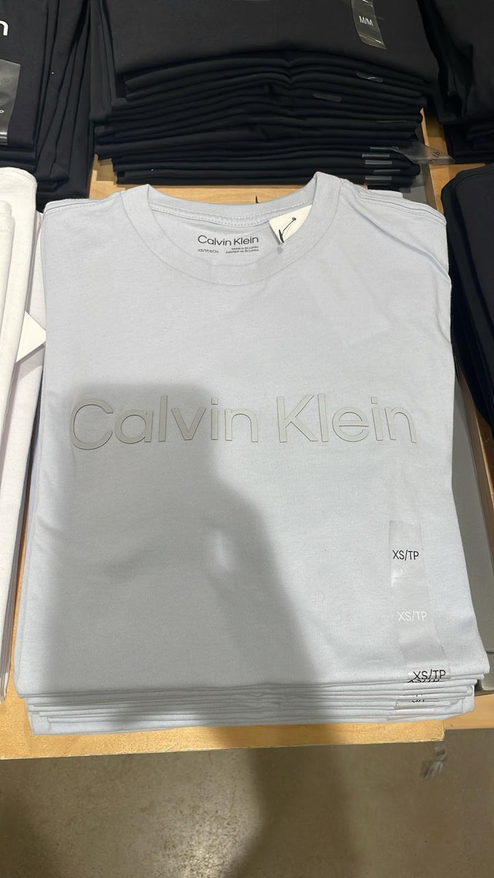 CK round Neck Big Linear Logo T-Shirt Light Blue