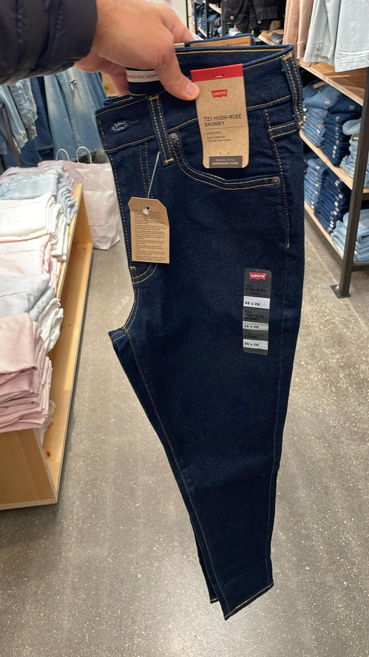 Levi's 721 High Rise Skinny Jeans Blue Black