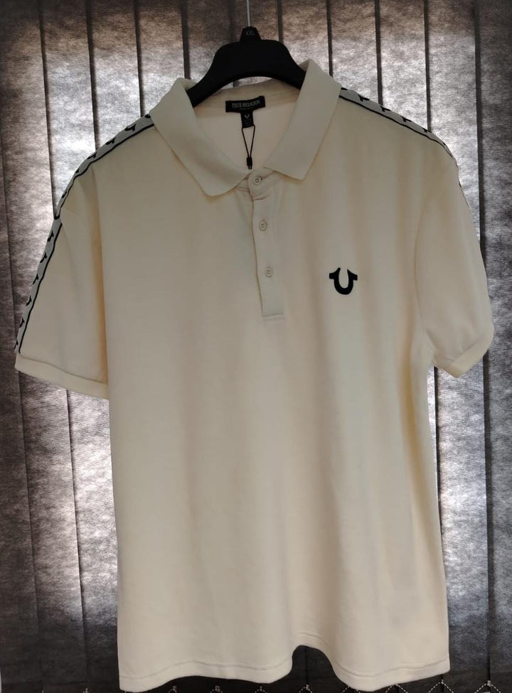 True Religion HORSESHOE VELOUR POLO SHIRT Winter White XL