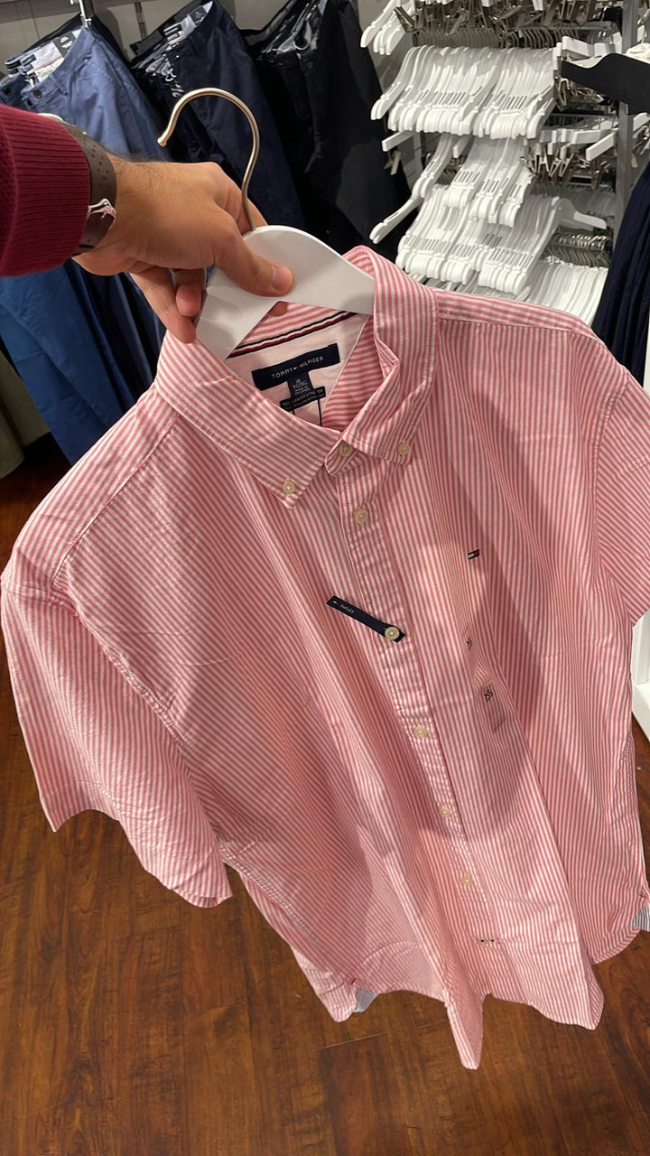 Tommy Hilfiger Short Sleeves Stripe Shirt Pink