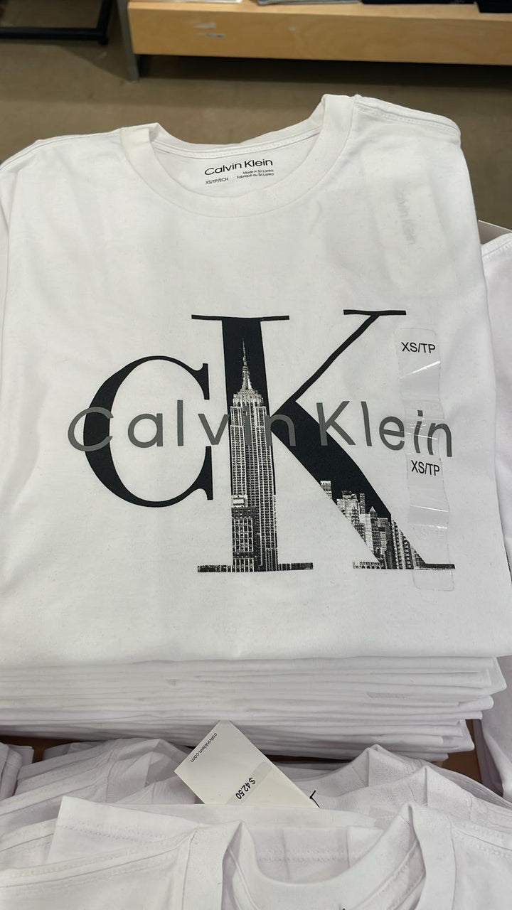 CK round Neck Big Logo & Tower T-Shirt White