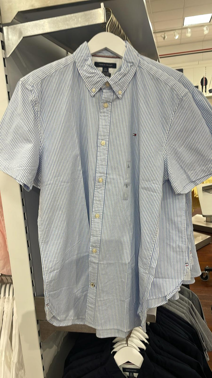 Tommy Hilfiger Short Sleeves Stripe Shirt Light Blue