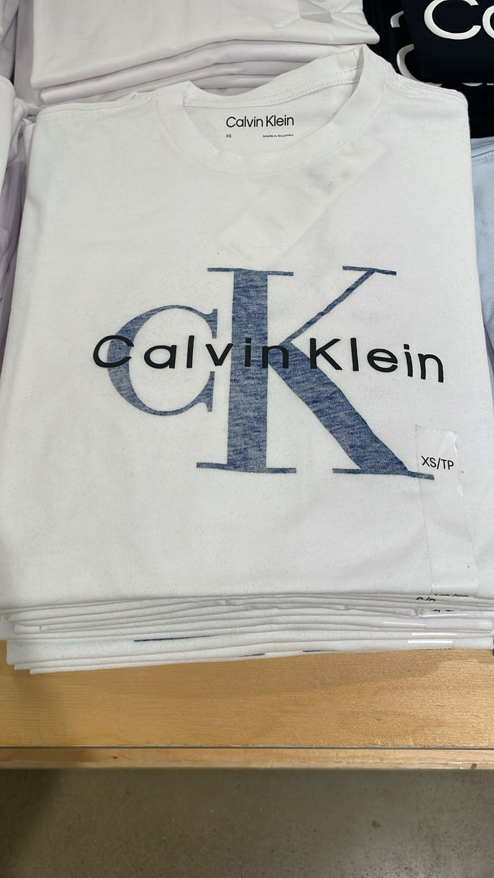 CK round Neck Blue Big Logo T-Shirt White