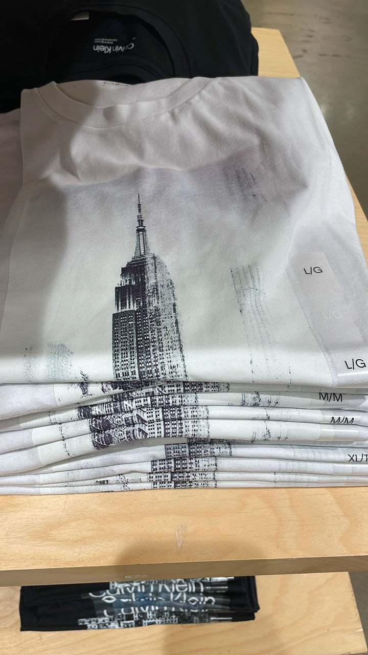 CK round Neck Black Tower T-Shirt White