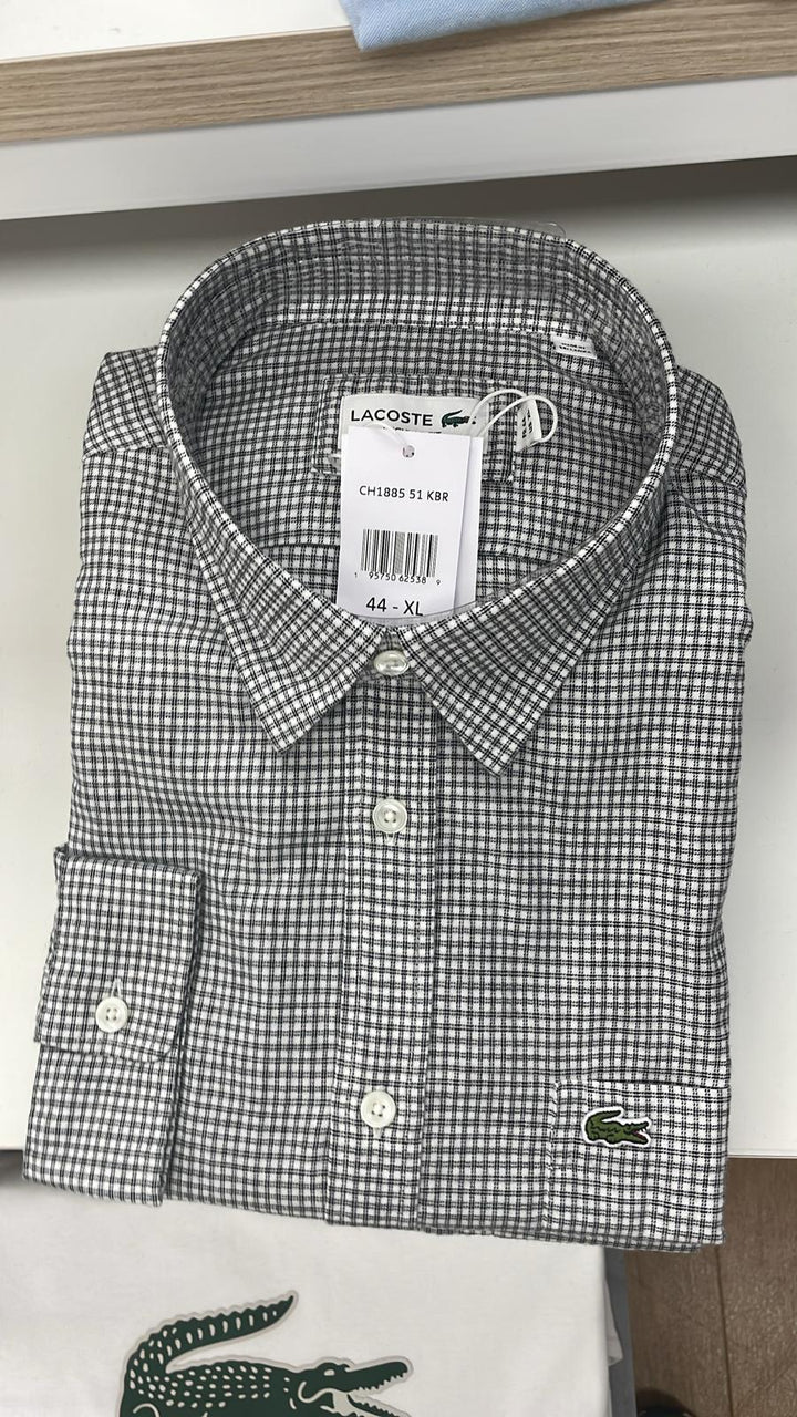 Lacoste Regular Fit Plaid Shirt White/Black