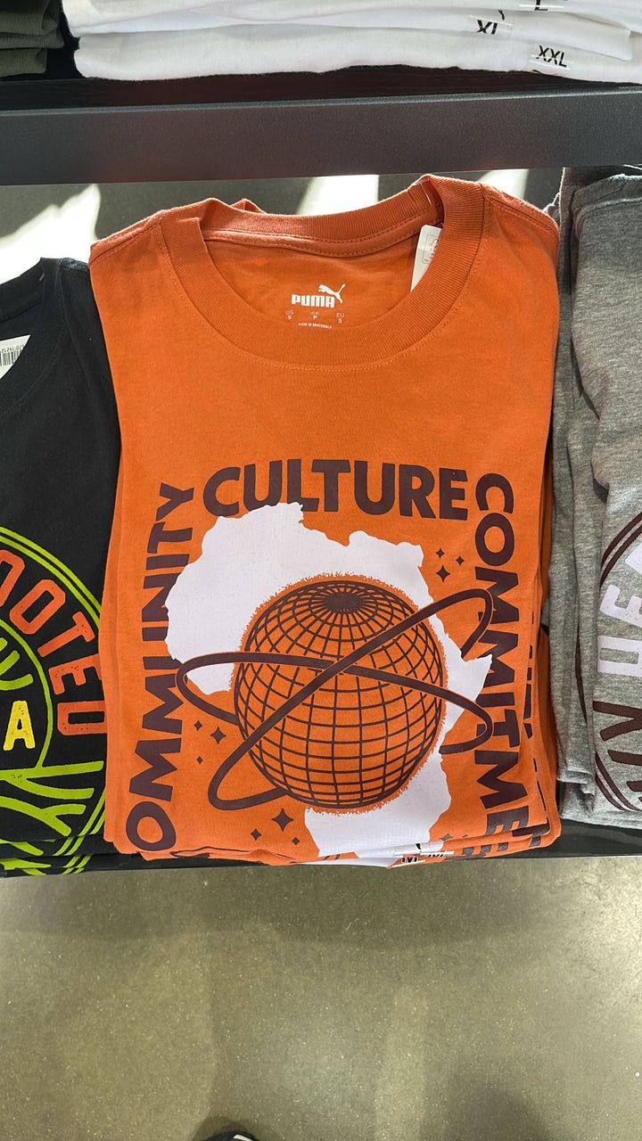 Puma Round Neck T-shirt Globe Logo Orange