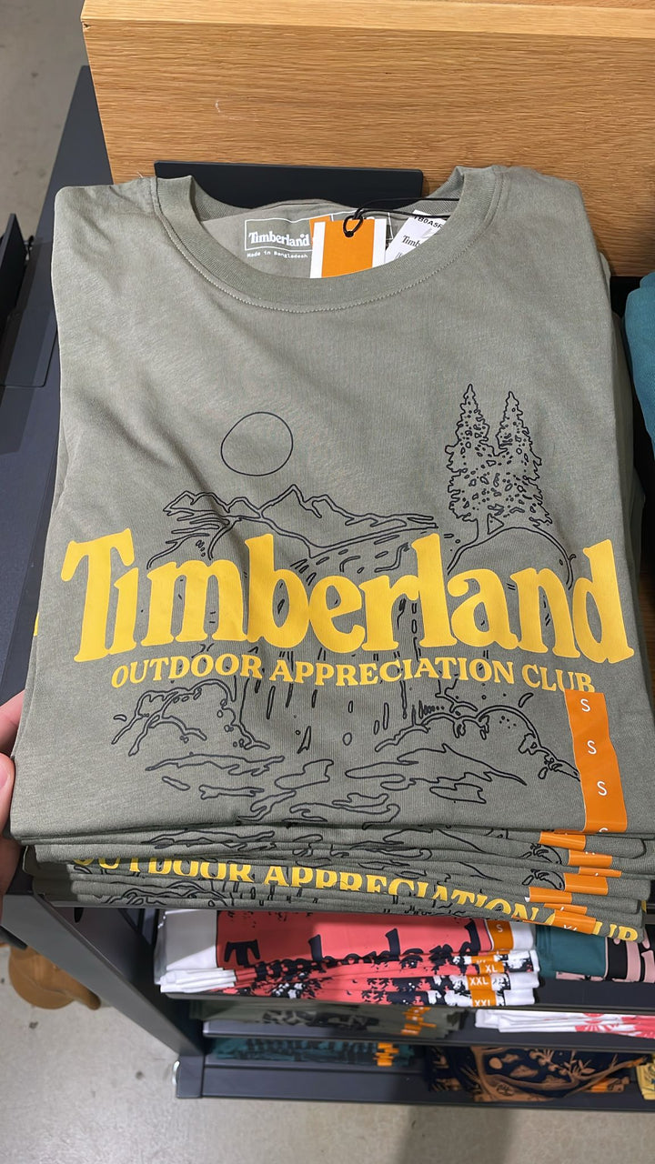 Timberland round Neck Linear Mountain Logo T-shirt Grey