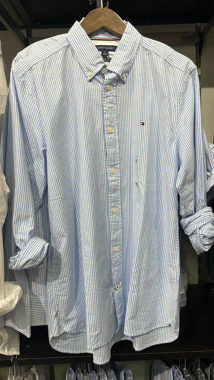 Tommy Hilfiger Long Sleeves Stripe Shirt Light Blue