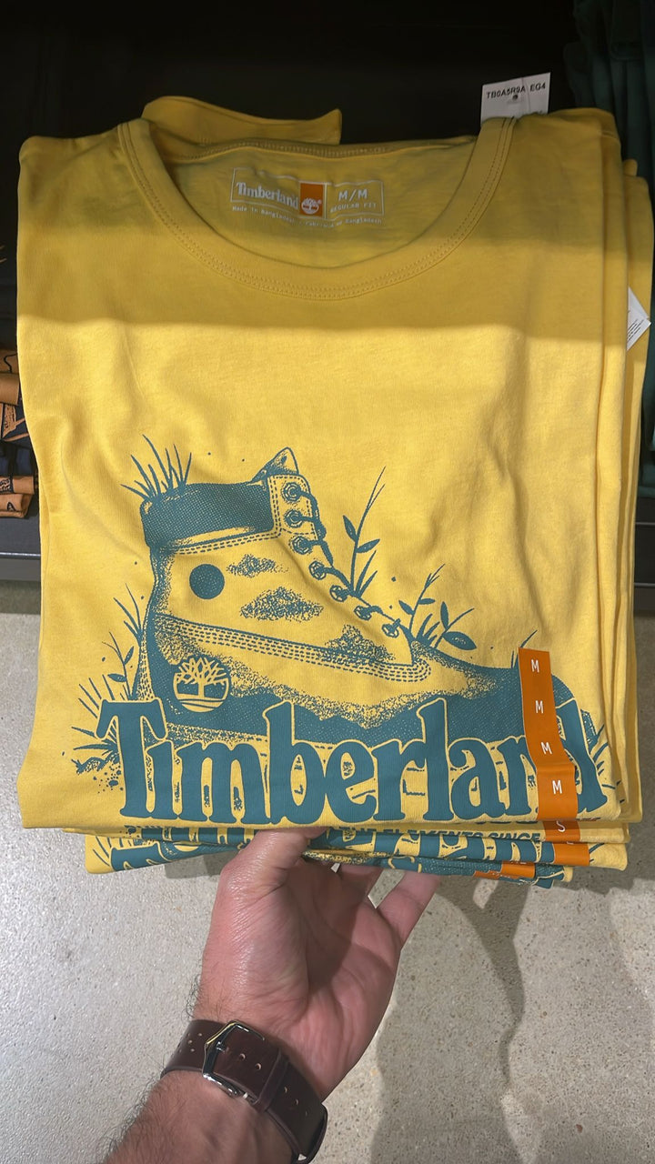 Timberland round Neck Boot & Logo T-shirt Yellow