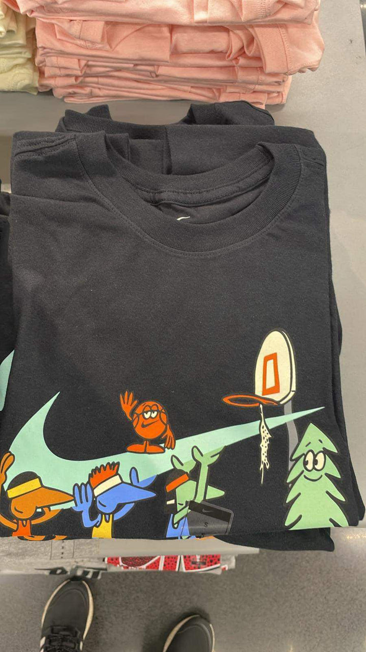 Nike Round Neck T-shirt Cartoon  Logo Black