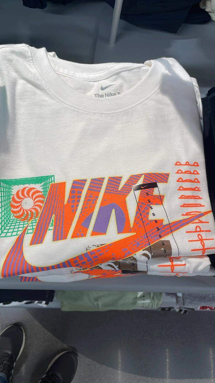 Nike Round Neck T-shirt Big Colorful Logo White