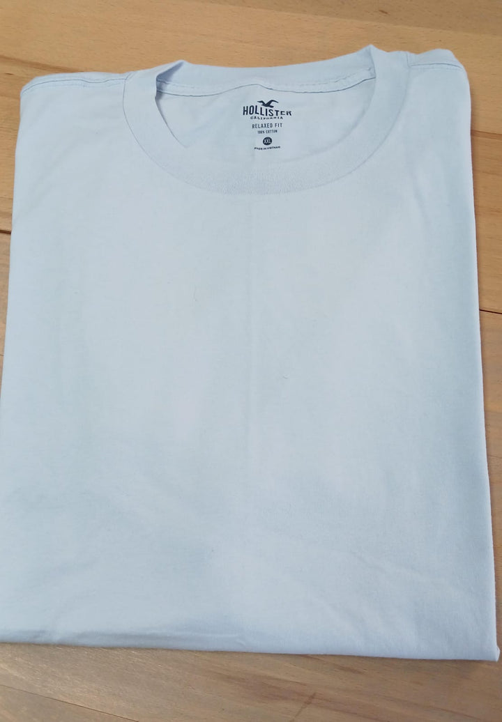 Hollister Plain Round Neck T-SHIRT Light Blue 2XL